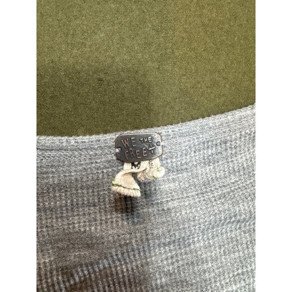 We the Free People Coastline Gray Thermal Waffle Knit Henley Peplum Boho Medium - Picture 2 of 4